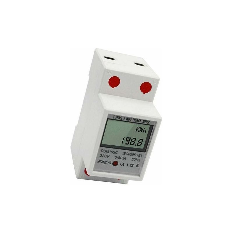 Einphasiger Edf-stromzähler Für Din-schiene, Digitale Lcd-anzeige, 5-80 A, 220 V, 50 Hz, Elektronischer Kilowattstundenzähler, Energieverbrauchsmonitor Ddm15sc, Weiß