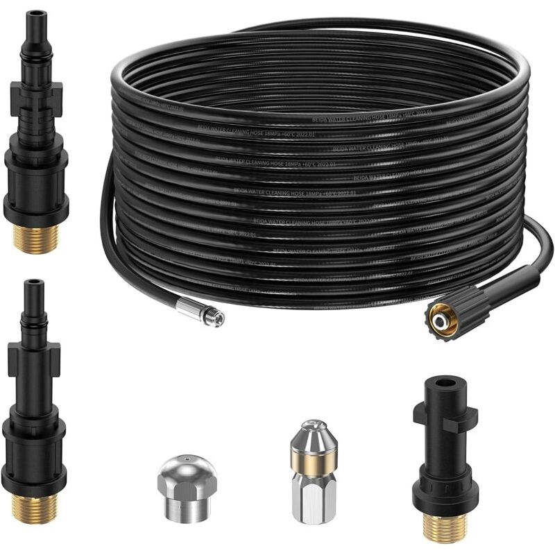 15m Rohrreinigungsschlauch Für Hochdruckreiniger Kärcher K2 K3 K4 K5 K6 K7 Hd Hds, 180bar Professionelles Spiralkit Mit Drehdüse Und Strahldüse & Adaptern Für Lavor Parkside & Bosch