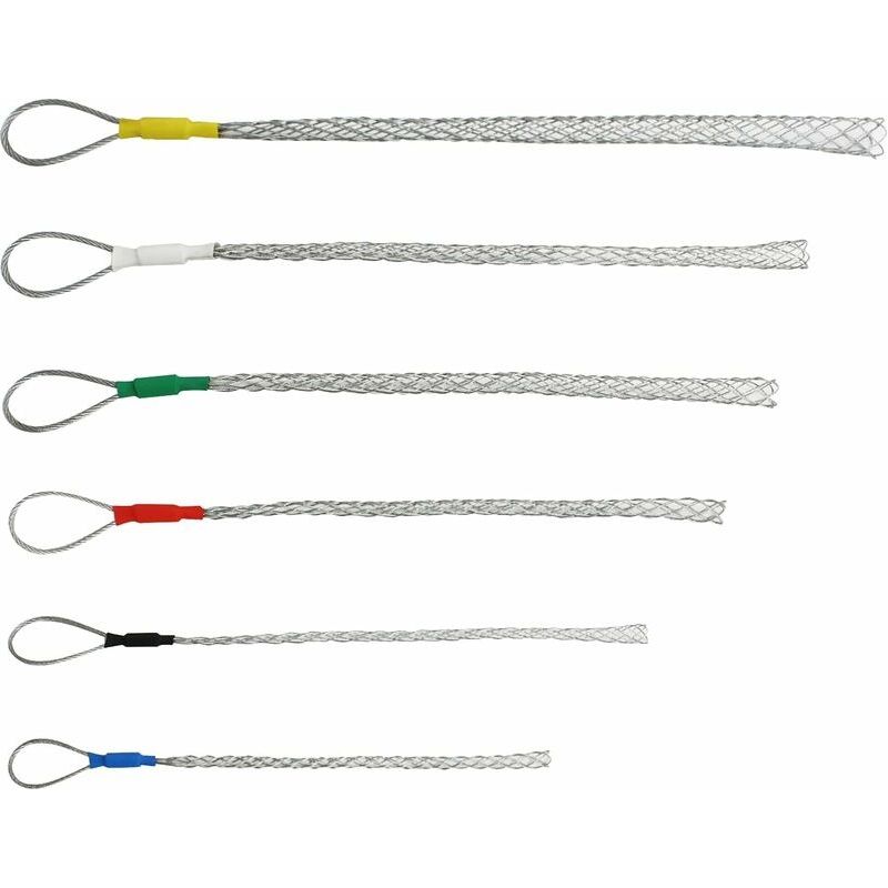 Set Aus 6 Stück, 4-25 Mm, Kabelzugsocken-kit Aus Verzinktem Stahl, Rutschfest, Für Kabel-lassos