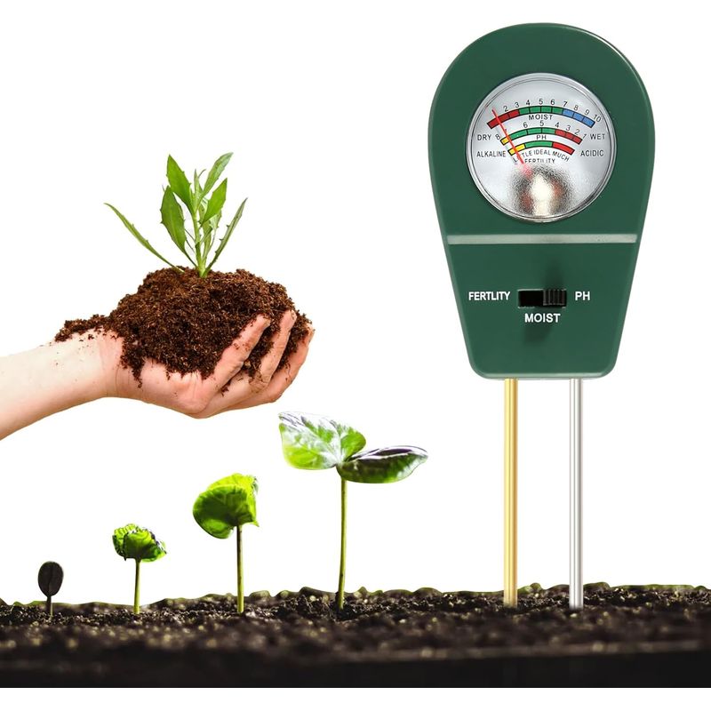 3-in-1 Ph-meter Und Bodenfeuchtigkeitsmesser – Testgerät Für Ph-wert, Feuchtigkeit Und Fruchtbarkeit Des Bodens