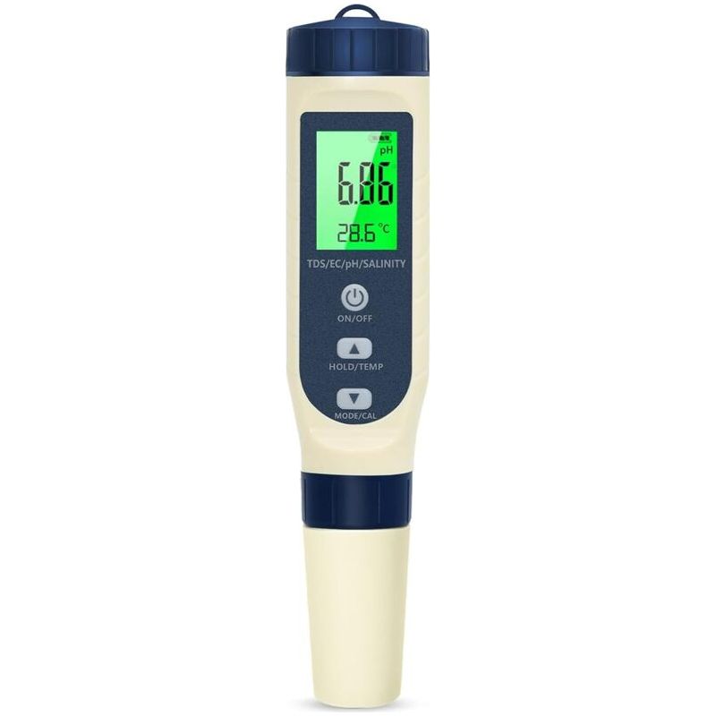 Ph-meter, 5-in-1 Ph/tds/ec/salinität/thermometer, Ph-tester Mit Lcd-bildschirm, Automatische Temperaturkompensation, Elektronisches Ph-meter, Geeignet Für Trinkwasser, Aquarien, Schwimmbad