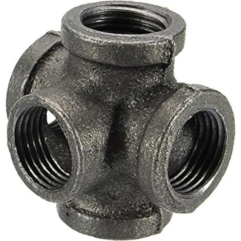 1/2 "3/4" 1 "5 Wege Anschluss Aus Schwarzem Temperguss, Weiblicher Rohrverbinder, Kreuzstück - 1/2 Zoll