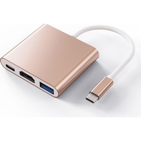 Usb-c-auf-hdmi-adapter, 3-in-1, Usb-c, Hdmi, Mit 4k @ 30 Hz Und Usb 3.0, Unterstützt 100-w-schnellladung, Usb-c-hub Kompatibel Mit Macbook Pro/air, Samsung, Huawei, Surface