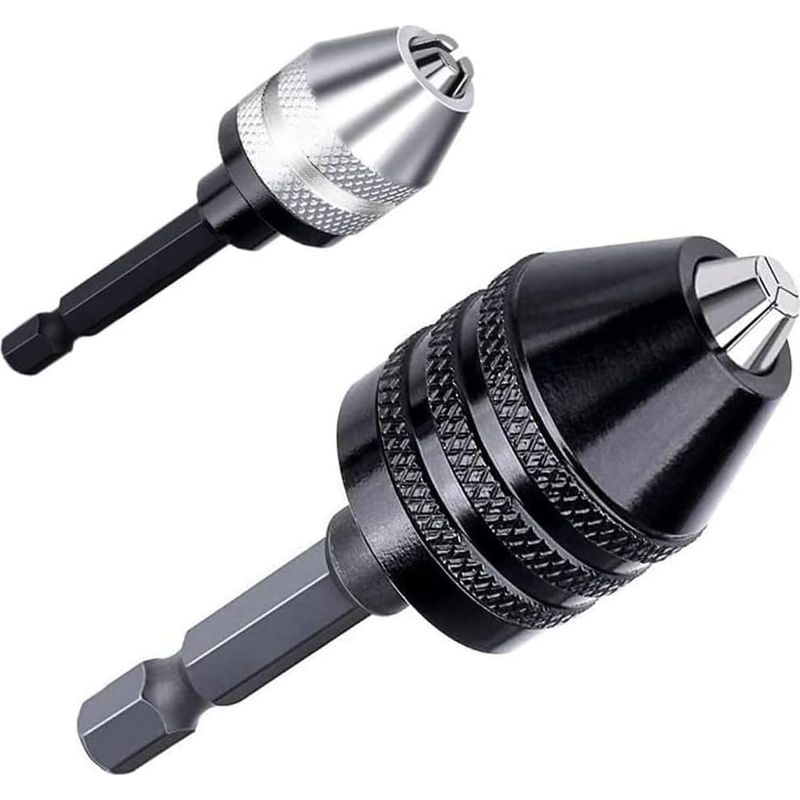 Set Aus 2 Sechskant-bohrfutteradaptern 1/4" Für Schlagbohrschrauber (schwarz 0,6-8 Mm, Silber 0,3-3,6 Mm)