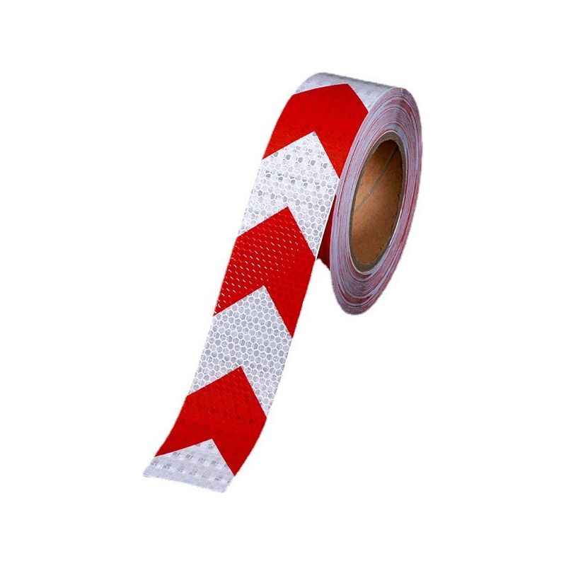25mx5cm Reflektierendes Warnband, Sicherheits-klebeband Mit Reflexstreifen Für Pfeil-orientierung, Warnsignal, Hohe Sichtbarkeit, Hohe Intensität, Rot-weiße Pfeile