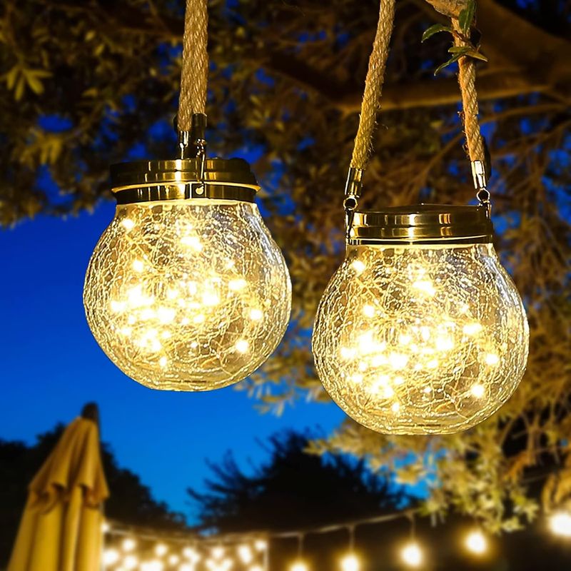 Solarlampen Für Den Garten Außen - 2er-pack Solar-außenleuchten - 20 Led Dekorative Solar-gartenleuchten, Glas-solar-kugeln Für Innen- Und Außenbereich (warmweiß)
