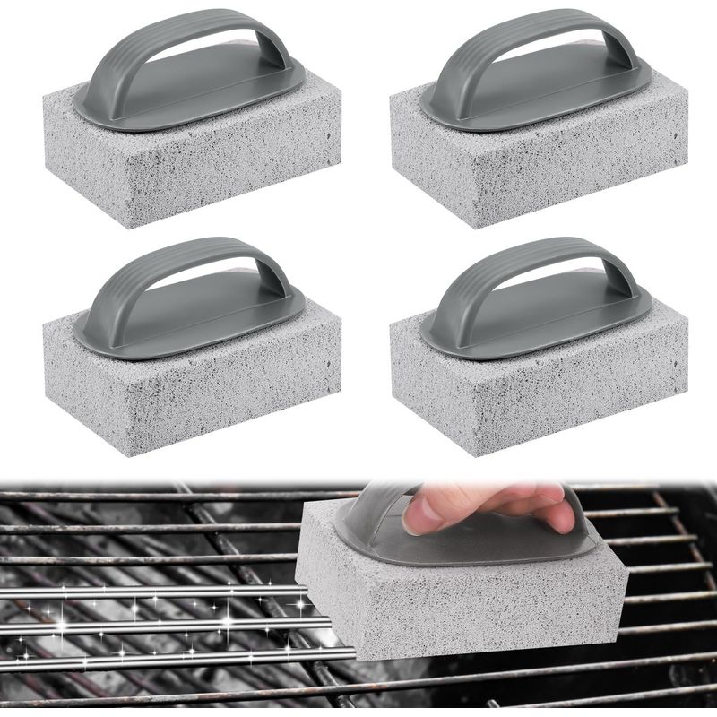 4 Stück Grillreinigungssteine Mit Griff, Wiederverwendbare Reinigungsblöcke Aus Schleifstein Zur Reinigung Von Barbecue-grills, Griddle-platten Und Backofenfliesen