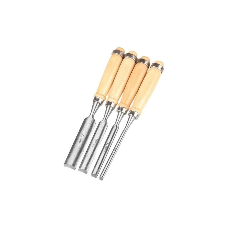 4-teiliges Set Aus Kohlenstoffstahl-holzmeißeln, Halbrunde Klingen, 8 Mm/12 Mm/18 Mm/24 Mm, Geeignet Für Holzschnitzwerkzeuge Für Anfänger.