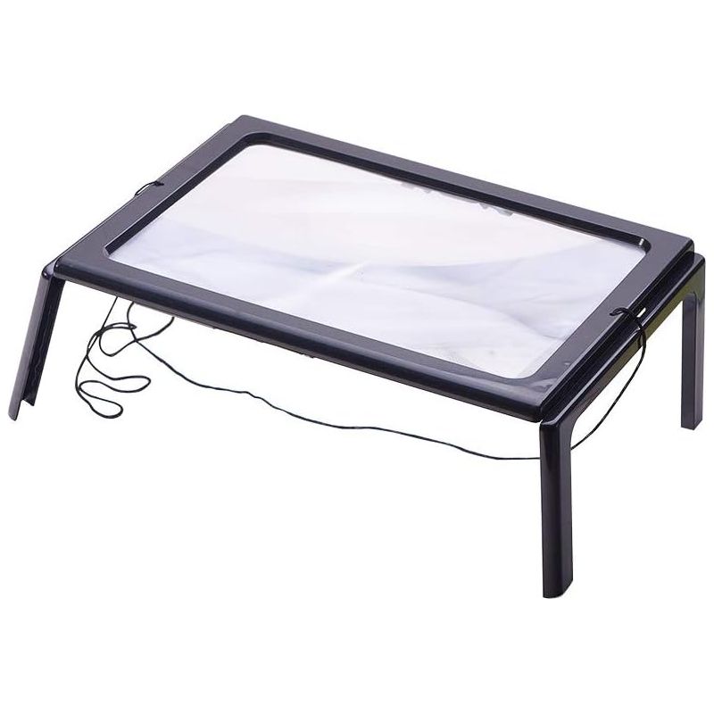 Leselupe Mit 4 Led-leuchten, 3-fache Vergrößerung, Rechteckige A4-leselampe Mit Ständer