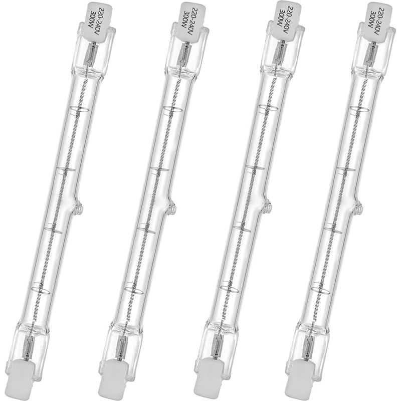 Halogen-röhrenlampe Haloline, Sockel R7s, Halogenstablampe T3, 230 V, 300 Watt, 118 Mm, Warmweiß – 2800 K (4 Stück)
