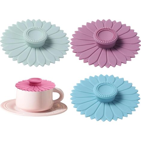 3 Stück Silikondeckel Für Gläser Im Bunten Sonnenblumen-design, Wiederverwendbare Deckel Für Gläser Und Tassen, 10 Cm
