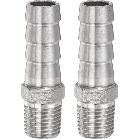 2 Stück Edelstahl Wellrohrverschraubung 0,5" (12mm) Gewinde X G 1/4" Außengewinde Schlauchanschluss Luftschlauchkupplung Gewindeadapter Für Wasser Und Kraftstoff