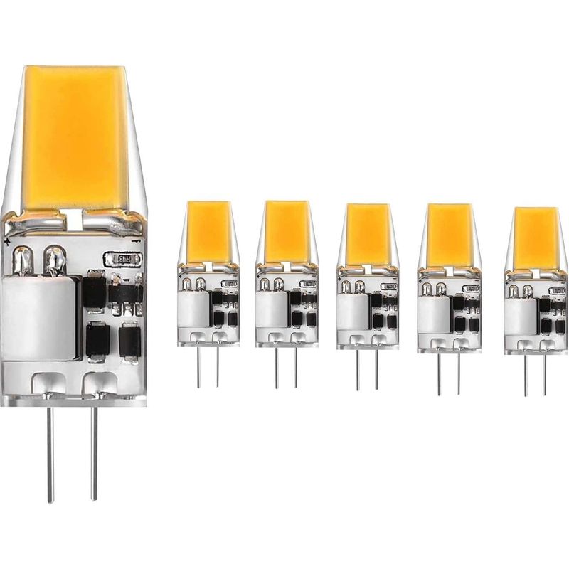 Led-g4-glühbirnen, Ac/dc 12v, Warmweiß 3000k, 500lm, 5w Ersatz Für 50w Halogenlampen, Nicht Dimmbar G4 Led-lampe, Energiesparende Beleuchtung, 5er-pack [energieeffizienzklasse E]
