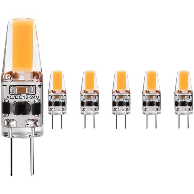 Dimmbare G4-led-glühbirnen, 3w Led Entspricht 30w Halogenlampe, Warmweiß 2700k, Ac/dc 12-24v, Flimmerfrei, 360° Abstrahlwinkel, 5er-pack [energieeffizienzklasse F]