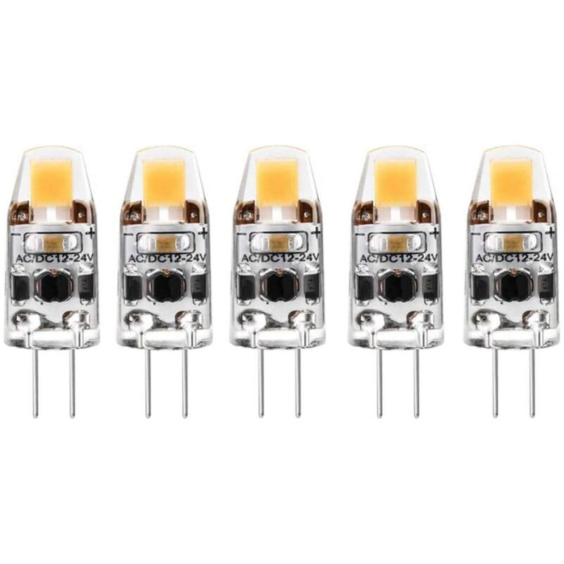 G4 Led 2w Glühbirne, Warmweiß 2700k G4 Led Cob 2w Ersetzt 20w Halogenlampen, 12v Ac/dc, Flimmerfrei, Dimmbar, 360° Abstrahlwinkel, 5er-pack [energieeffizienzklasse G]