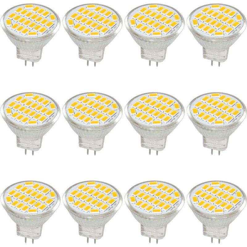 Mr11 Gu4 Led-lampe, Dc/ac 10–30 V, 3 W, 12 V, 24 V, Entspricht 30-w-halogenlampe, 400 Lumen, Warmweiß 3000 K, Led-ersatz Für Kit, Garten, Innenbereich (12er-pack)