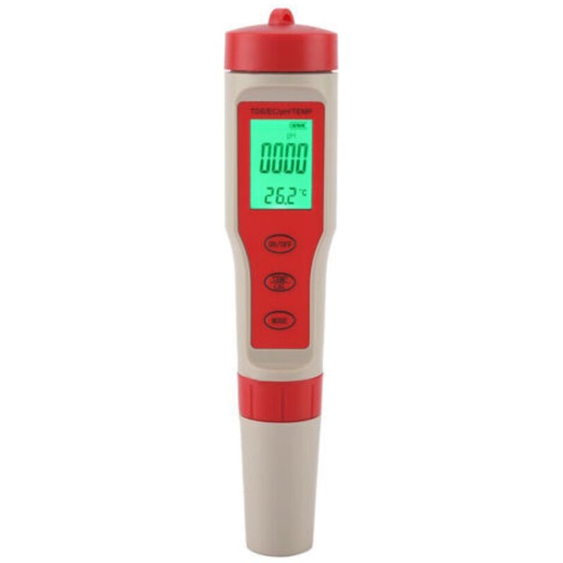 4-in-1 Wassertester Ph Tds Ec Temperatur Mit Hintergrundbeleuchtung, Batterielos