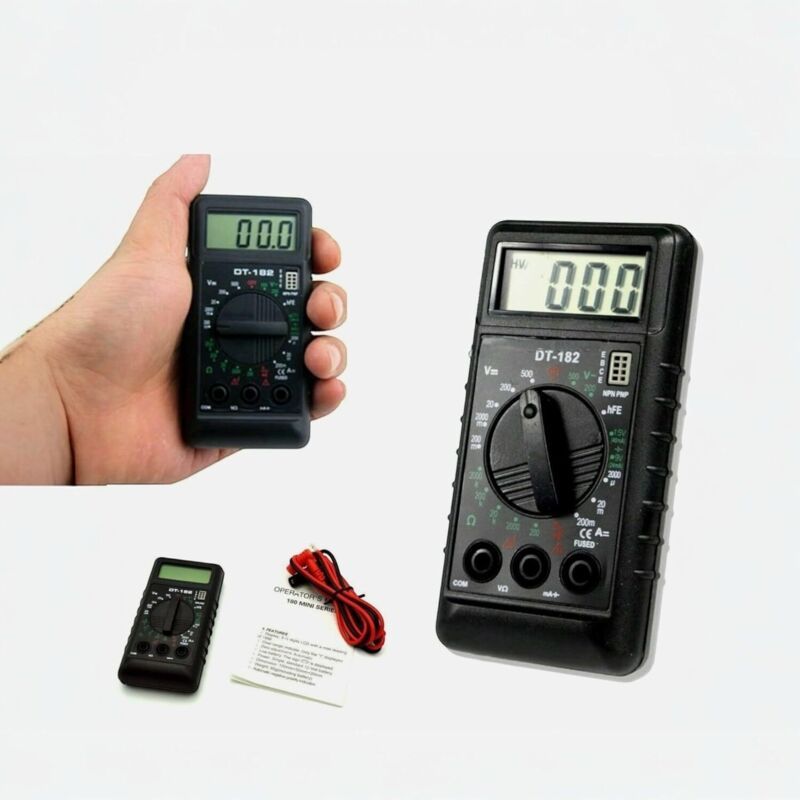 Ultradünnes Digitales Taschenmultimeter Mit Prüfspitzen – Ac/dc 750 V/1000 V Multimeter, Amperemeter, Ohmmeter, Dioden- Und Triodentester, Hintergrundbeleuchtetes Lcd-display Dt-182