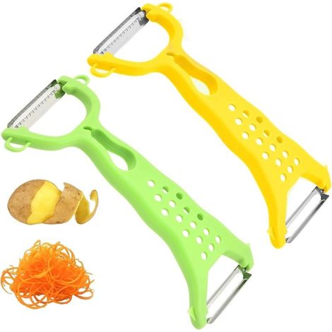 Doppelseitiger Gemüsehobel, Doppelfunktionaler Edelstahl-schäler, 2-in-1 Zum Schälen Und Reiben, Obst- Und Gemüseschäler Mit Ergonomischem Griff (2 Stück)