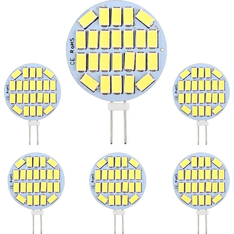 G4 Led 3w, Ac12-24v, 300lm Kaltweiß 6000k, 24x5730 Smd, Ersatz Für 30w Halogenlampe, Nicht Dimmbar, Runde G4 Led-lampe Für Schrankbeleuchtung, Beleuchtung, Einbauleuchten, 6er-pack