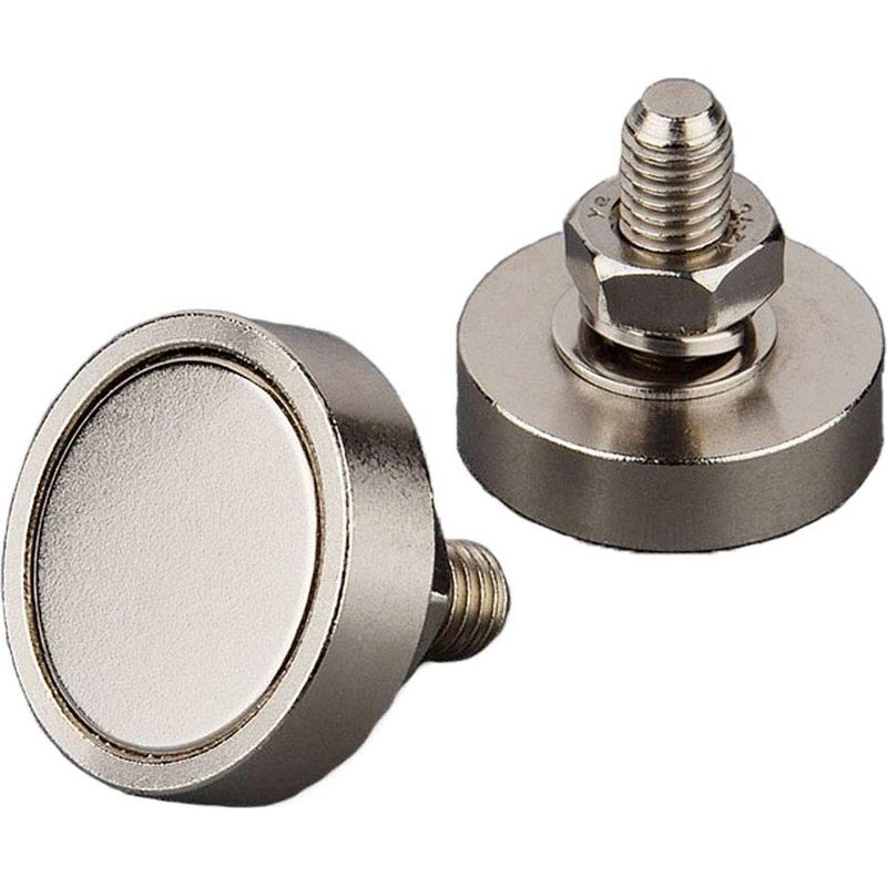2 Stück Superstarke Runde Neodym-magnete Mit M8-außengewindebolzen Und Einer Vertikalen Haltekraft Von 45 Kg (2 Stück, Durchmesser 30 Mm, M8)