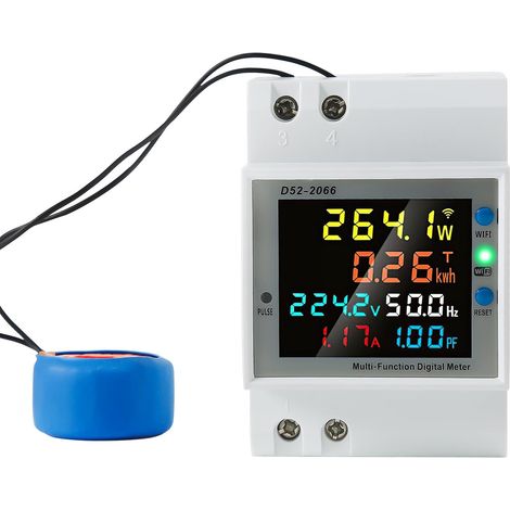 Einphasiger Stromzähler, Ac40-300v 100a 6-in-1 Intelligenter Wifi-stromzähler Für Din-schienenmontage, Intelligenter Energiezähler Mit Externem Stromwandler