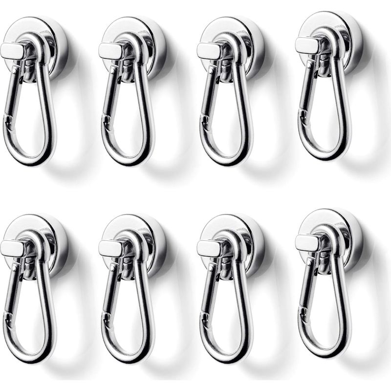 Ultra-starke Magnet-haken Mit Karabinern, Maximale Tragfähigkeit Von 12 Kg, Geeignet Für Büros Und Fabriken (8er-pack).
