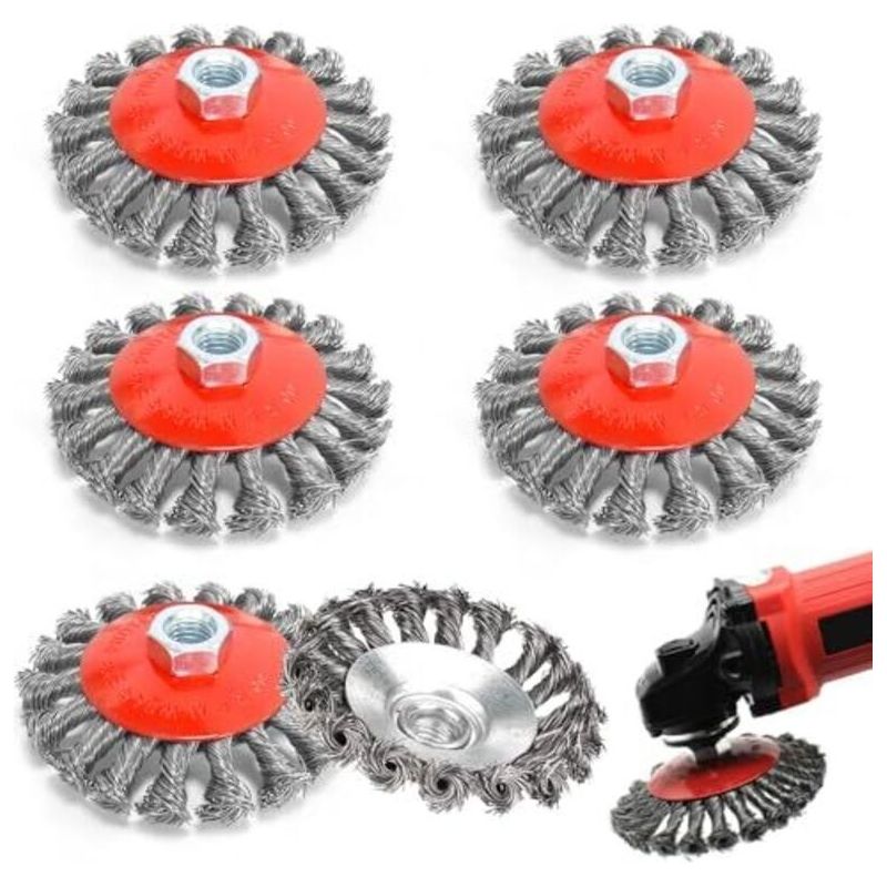 Satz Mit 6 Metallbürsten Für Winkelschleifer, Zubehör Für Winkelschleifer M14, Flexible Metallbürste 125 Mm Für Akku-bohrschrauber (schleifen, Entrosten, Entgraten, Polieren)