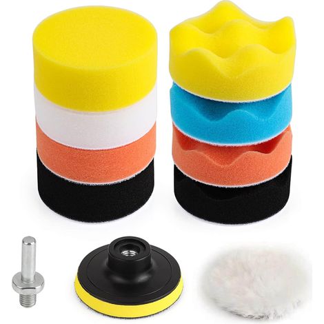 11-teiliges 80mm Polierpad Schwamm-polierset Mit M10/m14 Bohrer-adapter, Wollpolierkissen Für Autopolitur, Schleifen Und Wachsen