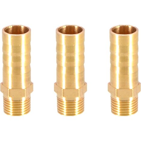 Satz Von 3 Gerippten Schlauchanschlüssen Aus Messing, 10 Mm Auf 1/8" Bsp Außengewinde, Schlauchadapter