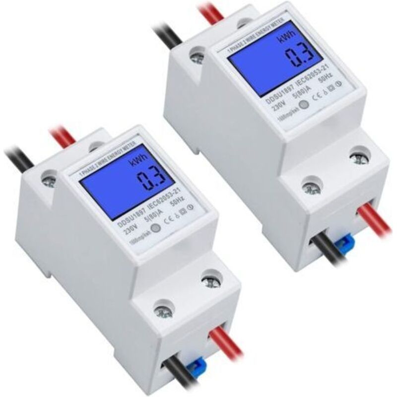 Einphasiger Stromzähler 5-80a 230v 50hz Digitaler Energiezähler Mit Lcd-bildschirm Einphasiger Unterzähler 2-polig 2p Hutschiene