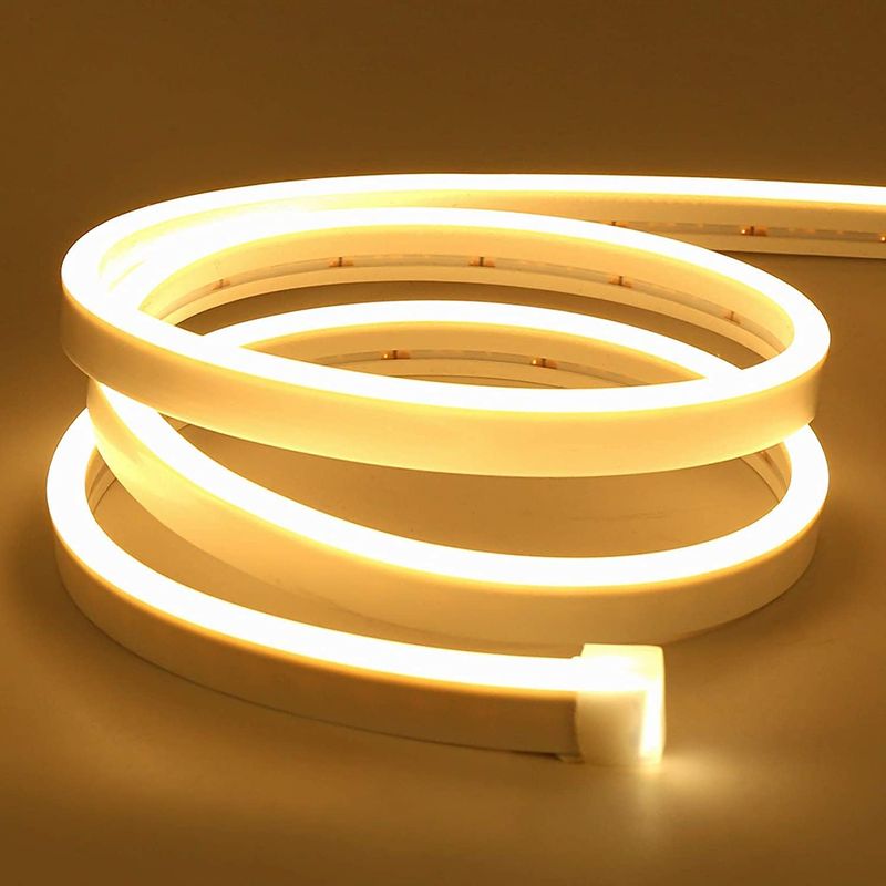Led 2m, Neon-led-streifen Warmweiß 12v 3000k Dimmbar, Ip67 Wasserdicht Flexibel, Led-lichtband Aus Silikon Zum Diy Mit Netzteil Und Controller Für Innen- Und Außendekoration