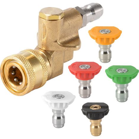 Wasserpistolen-umsetzkopf Für Hochdruckreiniger, 360-grad-einstellbares Zubehör, Reinigungsanschluss 1/4 (0 Grad, 15 Grad, 25 Grad, 40 Grad, 65 Grad)