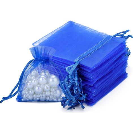 100 Stück Organza-beutel 7x9 Cm, Kleine Organza-säckchen Mit Kordelzug, Schmuckbeutel Für Hochzeits-, Weihnachts- Und Süßigkeitengeschenke (königsblau)