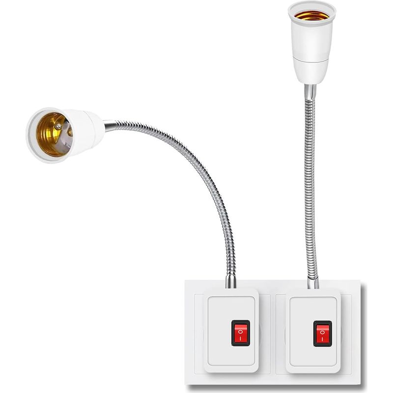 2 Stück E27 Led Lampenfassung Mit Schalter, Lampensockel Adapter Mit Schalter, E27 Fassung Mit Schalter, Wandsteckdose Lampe, Leselampe, E27 Steckdosenfassung, Für Schlafzimmer Büro
