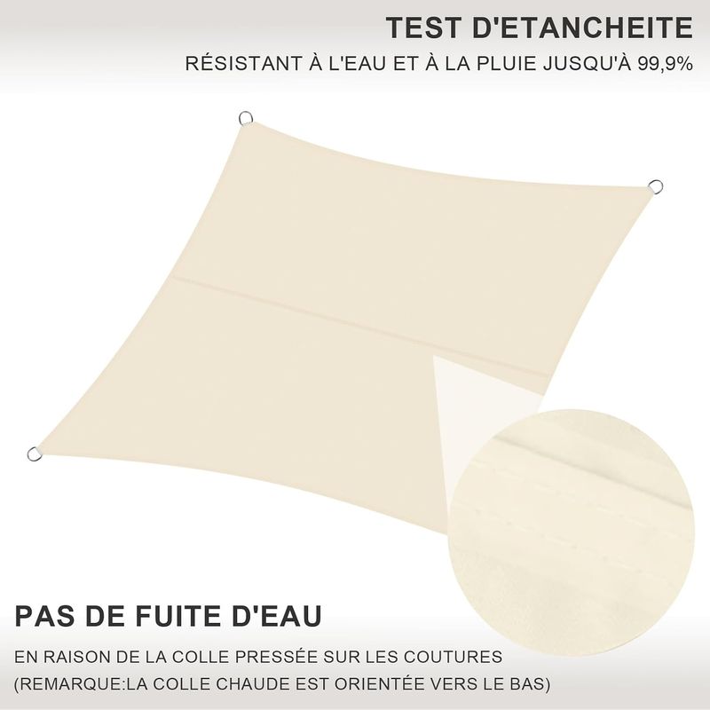Rechteckiges Sonnensegel 2x3 M, Wasserdichtes Pes-sonnensegel, Uv-schutz 95 % Für Draußen, Garten, Terrasse Und Camping, Mit Befestigungsset
