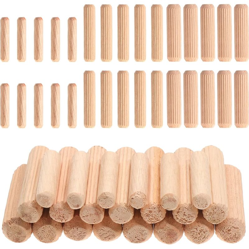650 Stück Holzdübel 6x30/8x40/10x40 Mm, Möbeldübel, Geriffelte Holzdübel, Holzdübel Für Möbelhandwerk Und Heimwerkerprojekte