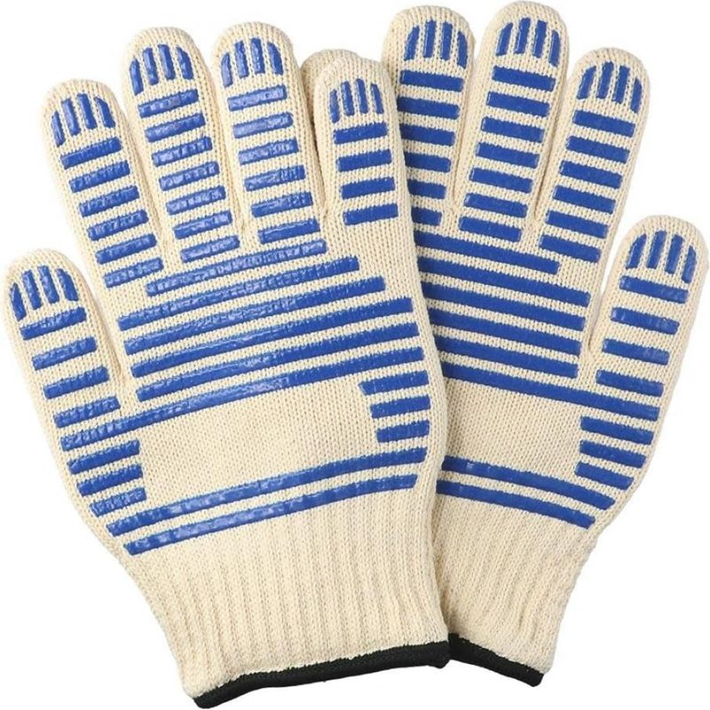 Paar Grillhandschuhe, Doppelschichtige Ofenfeste Handschuhe Hitzebeständig Bis 350 °c Zum Kochen, Schweißen, Grillen, Backen Und Für Den Kamin