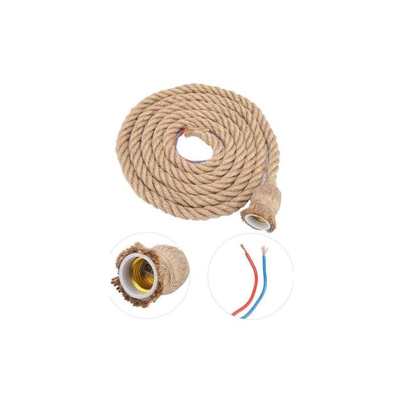 Lustre Vintage Aus Hanfseil, 3m Hängeleuchte Mit E27-fassung