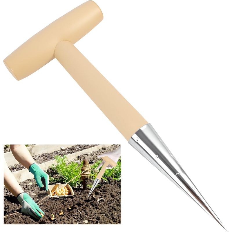 Pflanzkelle Aus Edelstahl Mit Ergonomischem Holzgriff – Langlebiges Und Elegantes Gartenwerkzeug Zum Pflanzen Von Zwiebeln, Samen Und Krautigen Pflanzen, Leicht Zu Reinigen