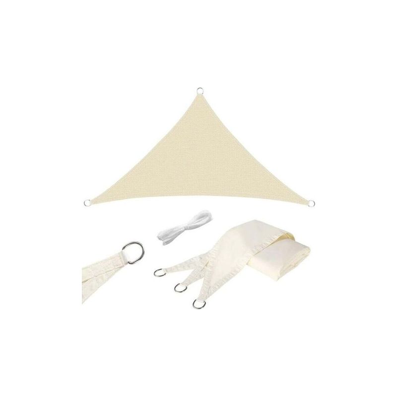 Dreieckiges Sonnensegel 3,6x3,6m Uv-schutz 95% Polyester Oxford 180g/m² Garten Terrasse Camping Wasserdicht Beige