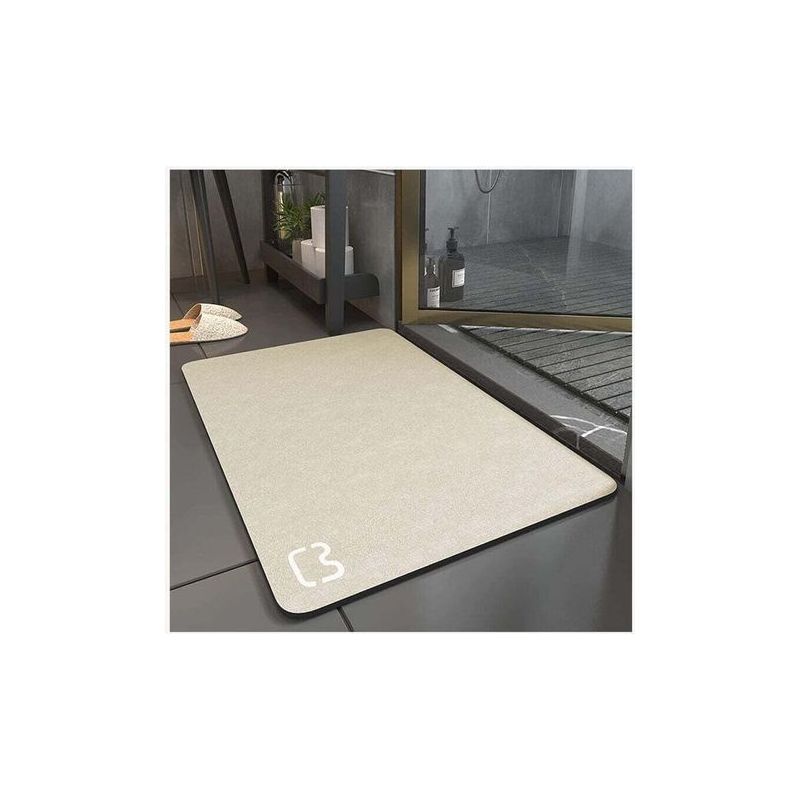 Rutschfester, Absorbierender Duschteppich Aus Diatomit Und Weicher Mikrofaser, Schnelltrocknend, 60x90 Cm, Beige