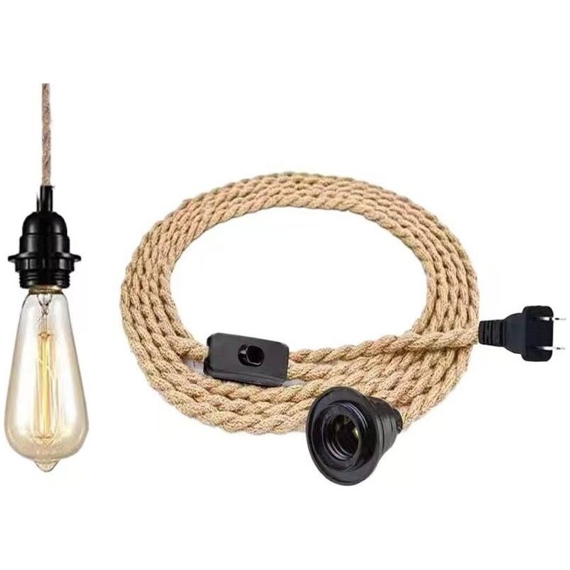 Lustre Hanfseil 4,5 Meter - Einzeln Aufgehängtes Lichtkabel E27 Fassung, Vintage Hanfseil-lustre Mit Stecker Und Schalter, Diy Hängelampe Für Zuhause