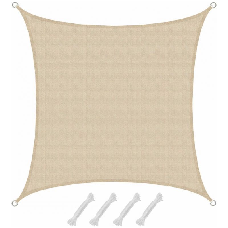 Uv-sonnensegel 3x3 M Hdpe Quadratisch Sonnenschutz Gartentuch Beige