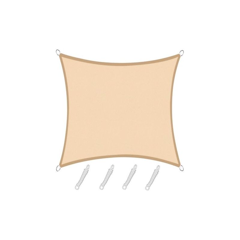 Rechteckiges Quadratisches Sonnensegel 3x3m, Farbe Sand, Wasserdichte Plane Mit 95% Uv-schutz, Für Outdoor, Garten & Terrasse, Pool