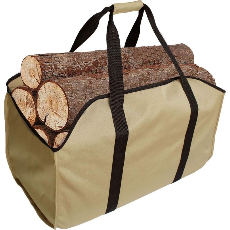 Holzkorb Und Hochwertige Tragetasche - Robust Und Extra Groß - Ideal Für Kamine, Holzöfen, Brennholz, Camping, Strand, Landschaftsgestaltung