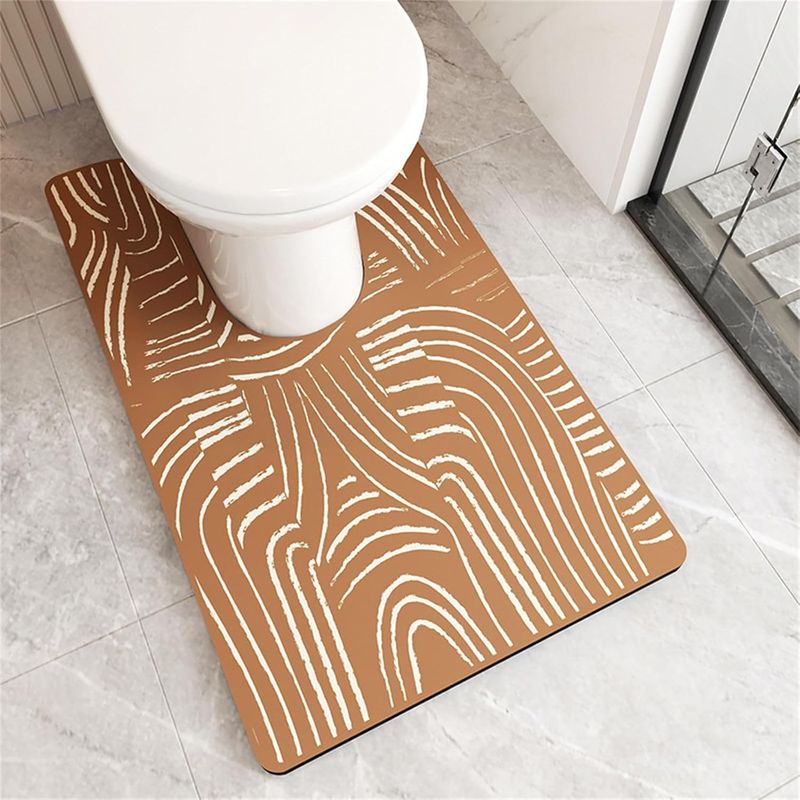 U-förmiger Wc-deckel, Diatomeenerde-badematte, Saugfähig Und Schnelltrocknend, Waschbar (farbe: Kamel, 55x50 Cm)