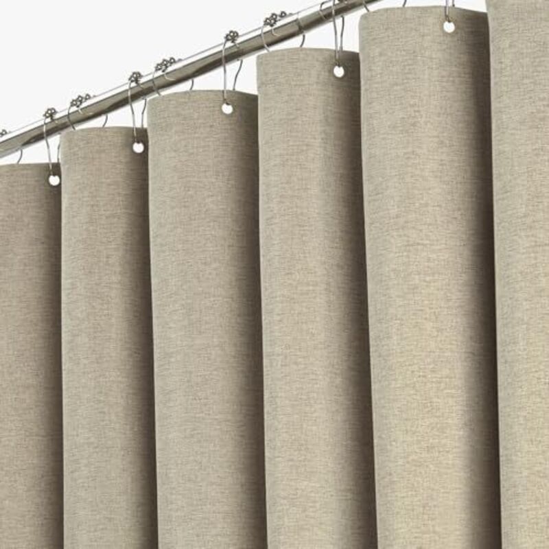 Kleiner Duschvorhang Aus Stoff, 180 X 200 Cm, Leinenoptik, Schimmelresistent, Wasserdicht, Mit 8 Haken, Moderner Und Luxuriöser Dekorativer Duschvorhang Aus Waschbarem Polyester Für Die Badewanne