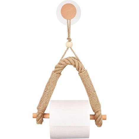 Selbstklebender Toilettenpapierhalter, Holzrollenhalter, Hanfseil-papierhandtuchhalter, Wandmontierter Taschentuchhalter, Retro Lochfreier Hanfseil-toilettenpapierhalter Für Badezimmer Und Küche