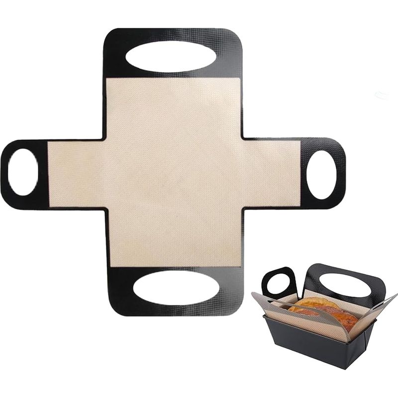 Wiederverwendbares Backpapier Silikonmatte, Antihaft-teigübertragungsmatte Mit 4 Griffen - Wiederverwendbare Brotformunterlage 9x5" - Geruchloses Silikon 90g